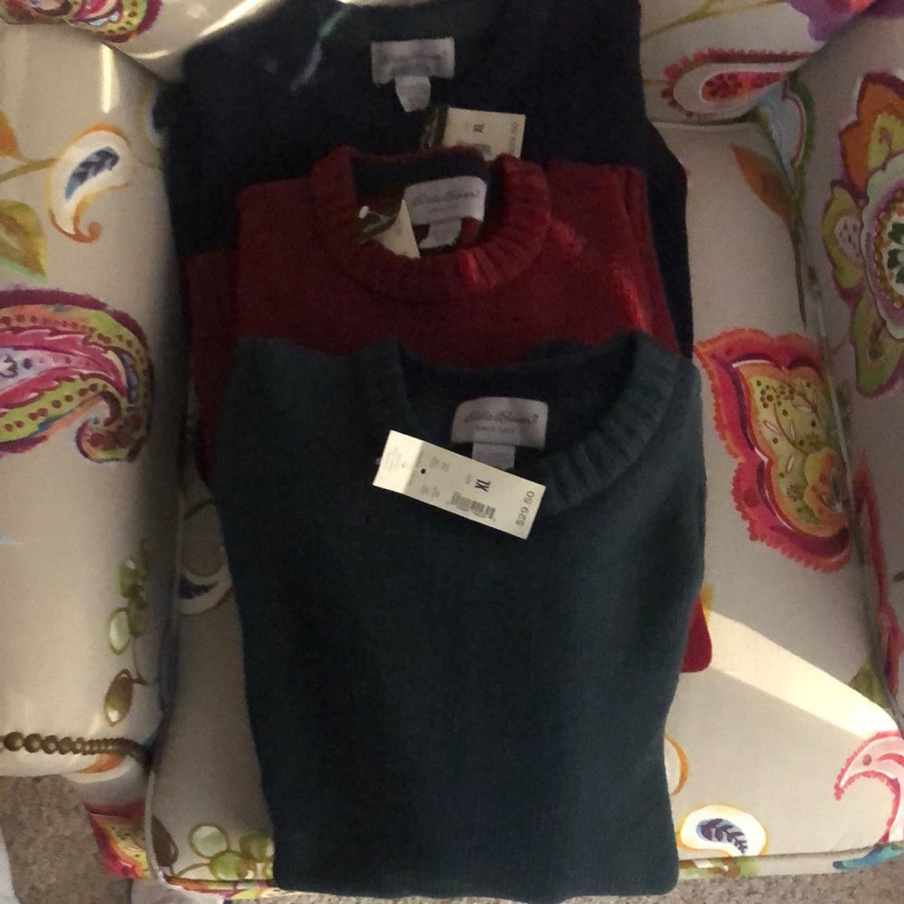 NWT Mens Eddie Bauer wool Crew Neck Sweaters (3) XL